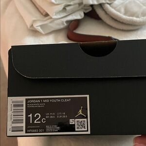 Jordan 1 Mid Youth Cleat Black White